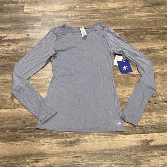 Joy Lab Tempest Longsleeve Blue Scoop Neck Active Soft Top - Picture 2 of 3